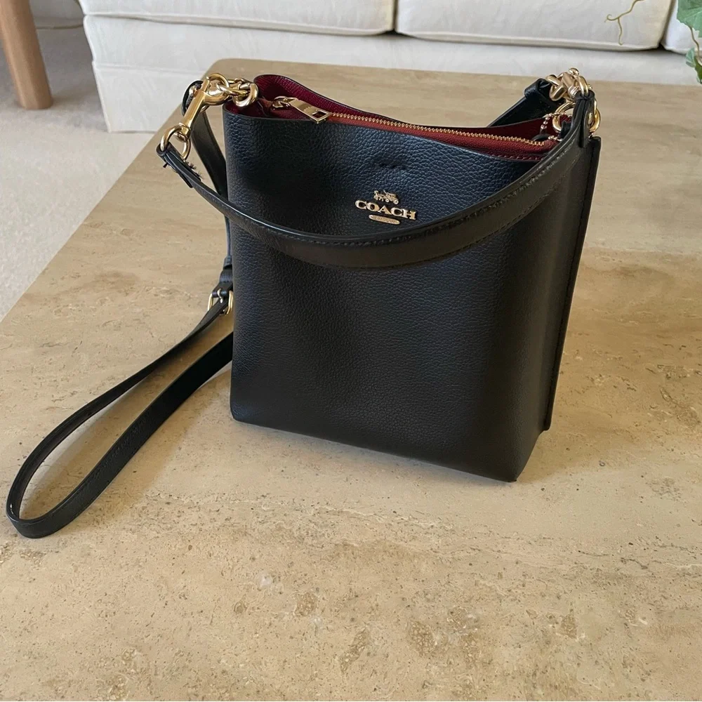 Coach Black Pebbled Leather Shoulder Bag - Picture 3 of 7